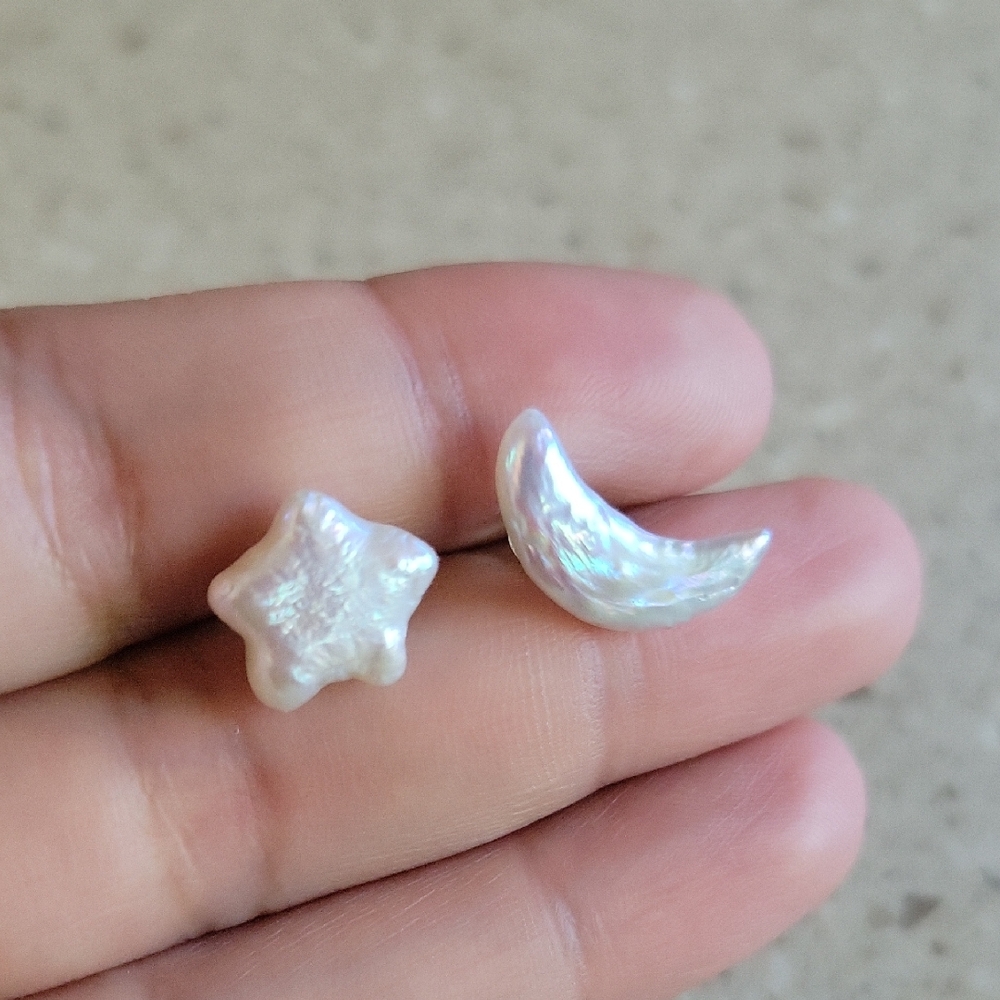 Elegant Pearl Star and Moon Earrings